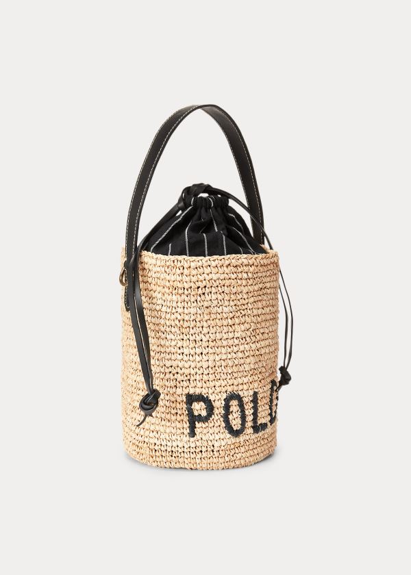 Women's Polo Ralph Lauren Raffia Mini Bucket Bag | 380579LNH